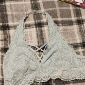 Victoria's Secret Lace Halter Bralette in Soft Blue